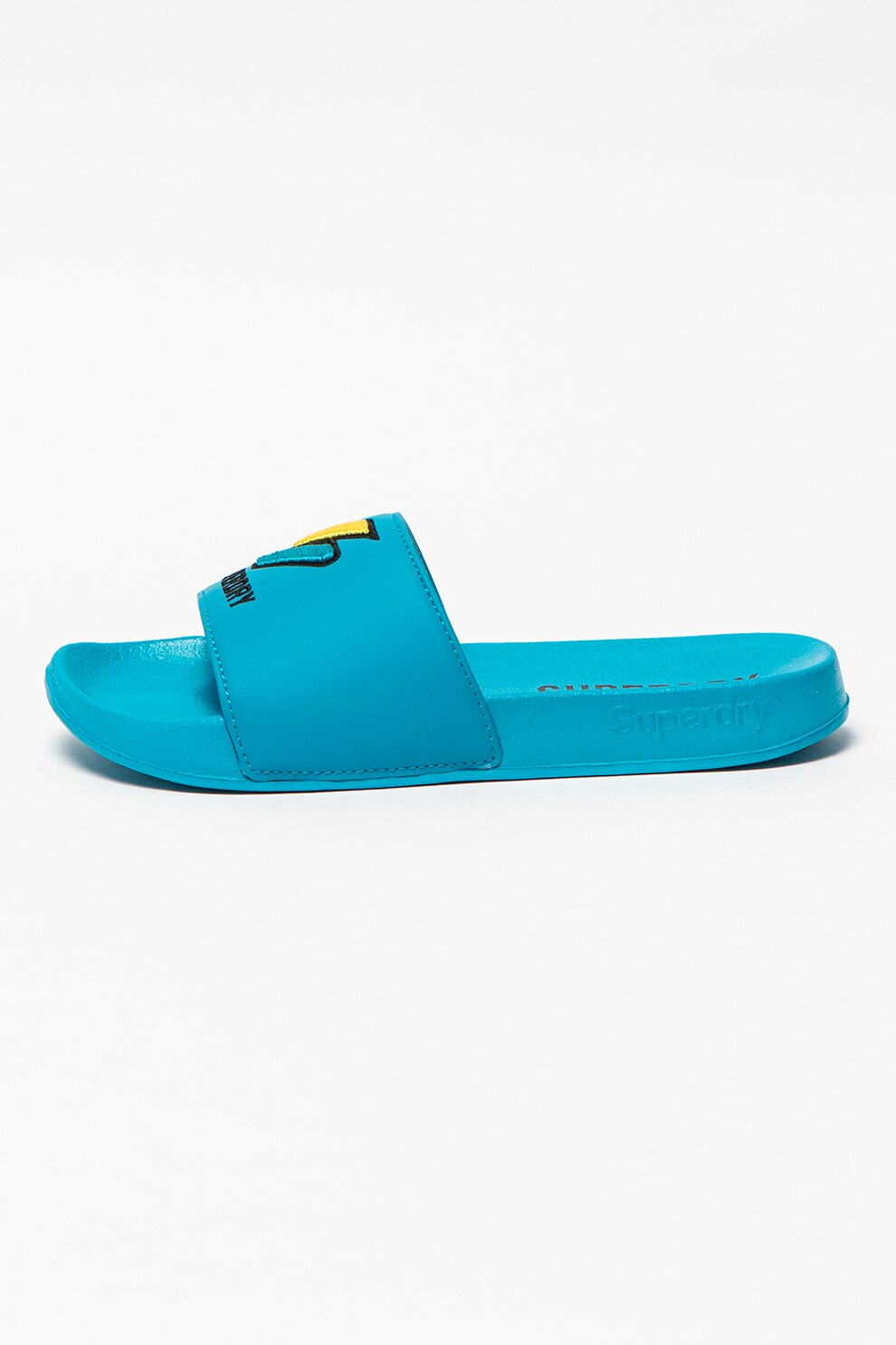 SUPERDRY, Papuci de cauciuc cu logo, Albastru aqua, 38-39