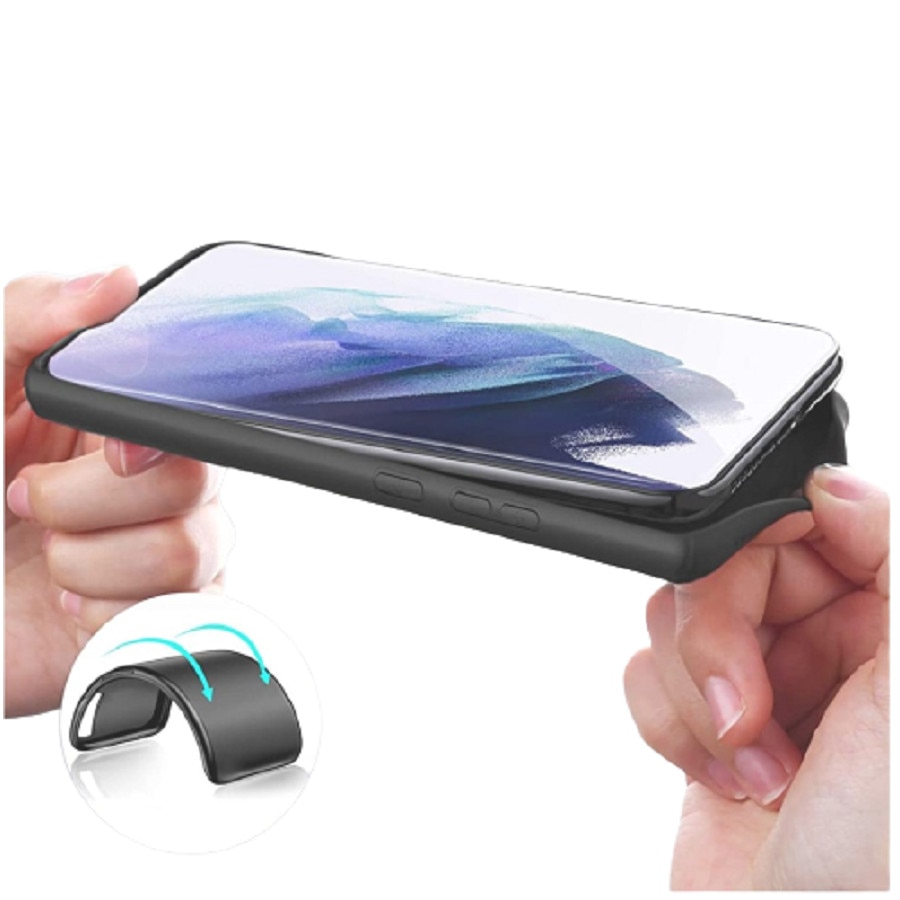 Husa silicon antisoc cu microfibra in interior compatibila cu Samsung Galaxy S21 Plus ; S21+, Negru