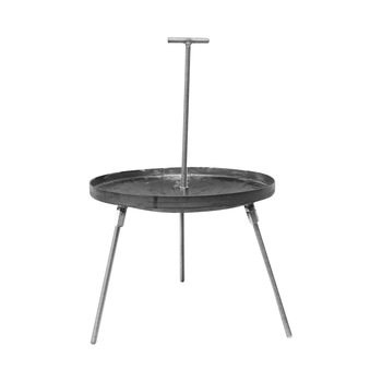 Disc pentru gratar cu margine din otel cu 3 picioare si maner, 46cm, cu stanta UTB Disc pentru gratar cu margine din otel cu 3 picioare si maner, 46cm, cu stanta UTB