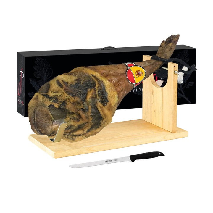 Pachet Cadou Jamon Paleta Ibérica 5Kg Raza DUROC/Postigo + Suport + Cutit Profesional Albacete