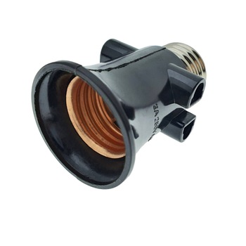 Dulie cu soclu E27 si 2 prize Euro C7, 16A 250V, neagra Dulie cu soclu E27 si 2 prize Euro C7, 16A 250V, neagra