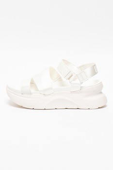 UGG, Sandale wedge cu velcro LA Shore, Alb, 5 UGG, Sandale wedge cu velcro LA Shore, Alb, 5