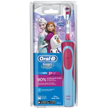 Periuta de dinti electrica Oral-B pentru copii, reincarcabila, Roz/Albastru Periuta de dinti electrica Oral-B pentru copii, reincarcabila, Roz/Albastru