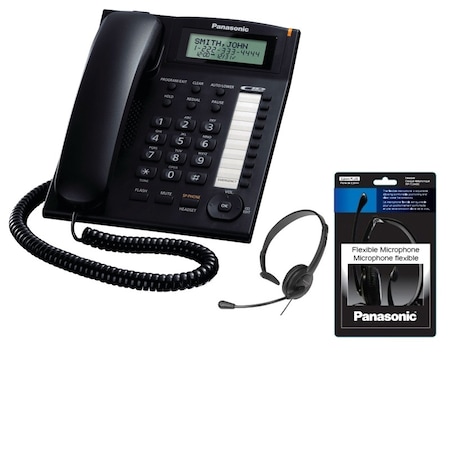 Telefon Panasonic KX-TS880FXB + Casca Panasonic RP-TCA400E-K - eMAG.ro