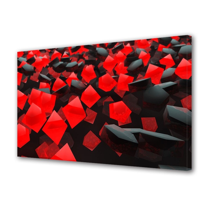 Tablou Canvas Cuburi rosi si negre, 20 x 30 cm