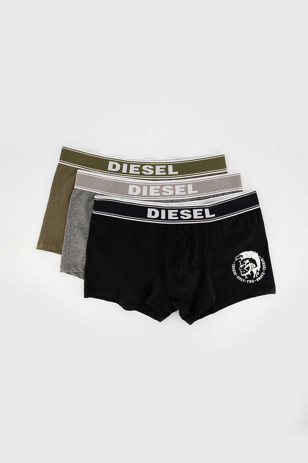 Diesel, Set de boxeri Shawn - 3 perechi, Negru/Gri/Verde