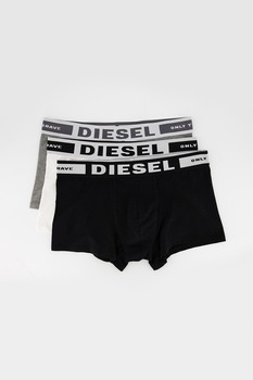 Diesel, Set de boxeri cu banda logo in talie Kory - 3 perechi, Gri/Alb/Negru Diesel, Set de boxeri cu banda logo in talie Kory - 3 perechi, Gri/Alb/Negru