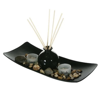 Set suport lumanari MPG, cu pietricele decortive 40x9X15 cm Set suport lumanari MPG, cu pietricele decortive 40x9X15 cm