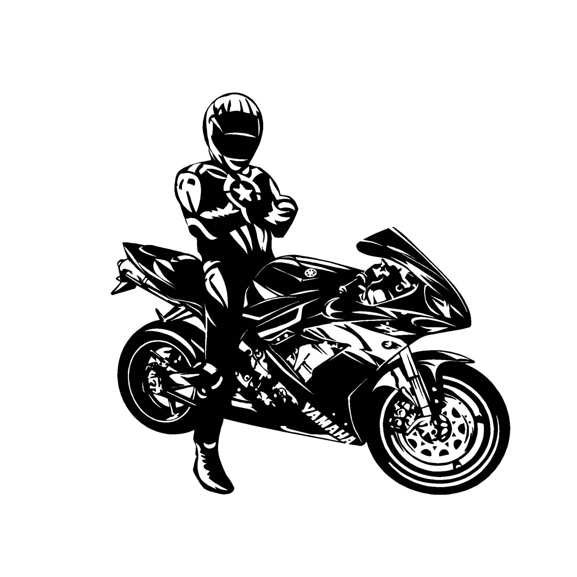 Sticker decorativ perete, ORAFOL, Sticker Yamaha R1 , 96 x 96 cm