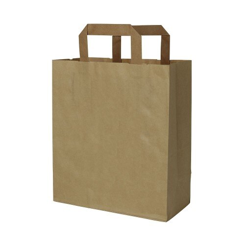 Pungi biodegradabile M, hartie kraft natur, 22x11x25 cm, bax 250 buc