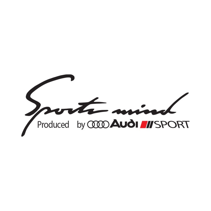 Sticker auto pentru far Audi, Priti Global, Sport Mint, Produced by Audi Sport, Negru-Rosu, 30 x 11 cm