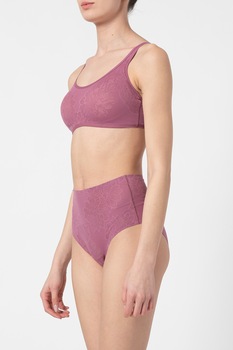 Triumph, Sutien din dantela si jerseu Fit Smart, Violet prafuit Triumph, Sutien din dantela si jerseu Fit Smart, Violet prafuit