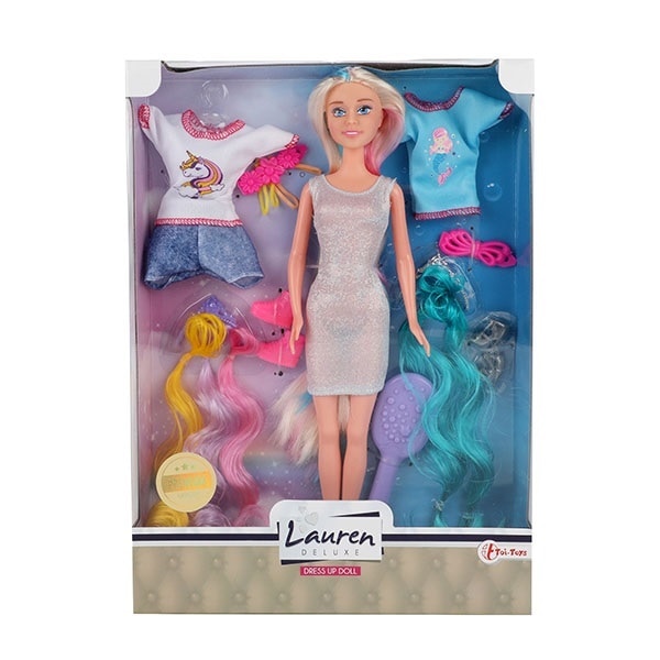 Papusa Lauren cu Extensii,Haine de Schimb si Accesorii