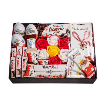 Cutie dulce de martisor, primavara, Kinder + martisoare, 630 g Cutie dulce de martisor, primavara, Kinder + martisoare, 630 g