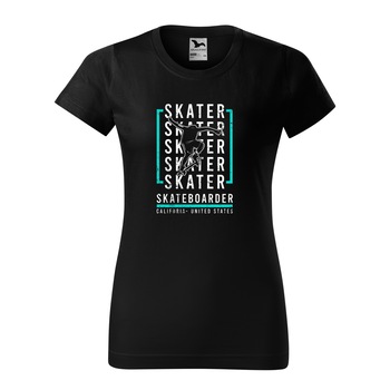 Tricou clasic, la baza gatului, negru, pentru dama, idee de cadou pentru pasionatii de skateboard, California Skaters, marime M Tricou clasic, la baza gatului, negru, pentru dama, idee de cadou pentru pasionatii de skateboard, California Skaters, marime M