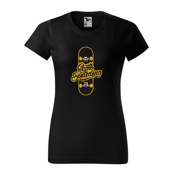 Tricou clasic, la baza gatului, negru, pentru dama, idee de cadou pentru pasionatii de skateboard, Skateboarding, marime S