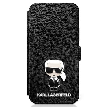Husa de protectie Karl Lagerfeld Saffiano Iconic Book pentru Apple iPhone 12 / Apple iPhone 12 Pro, Negru