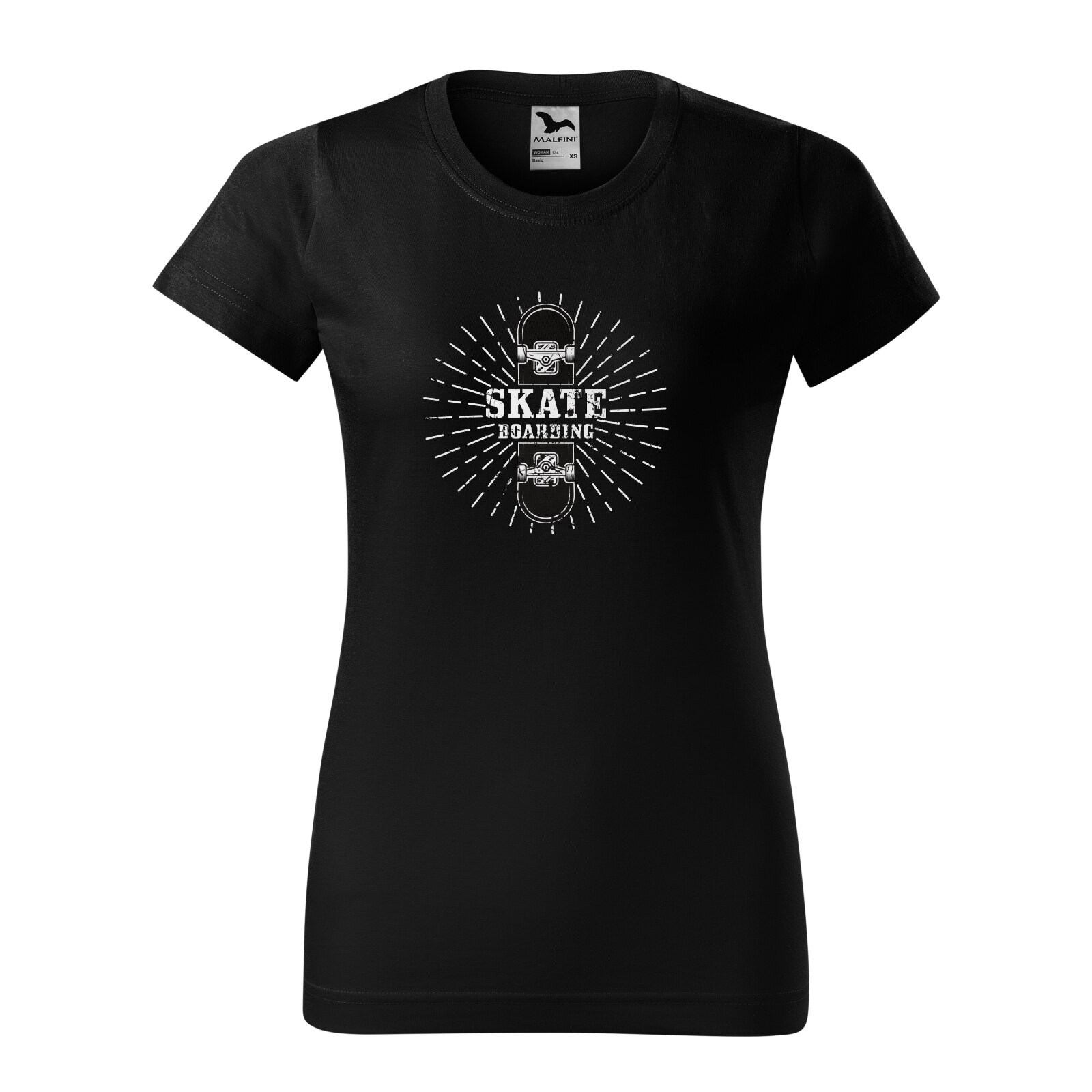 Tricou clasic, la baza gatului, negru, pentru dama, idee de cadou pentru pasionatii de skateboard, Skateboarding Star, marime 2XL