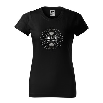 Tricou clasic, la baza gatului, negru, pentru dama, idee de cadou pentru pasionatii de skateboard, Skateboarding Star, marime S