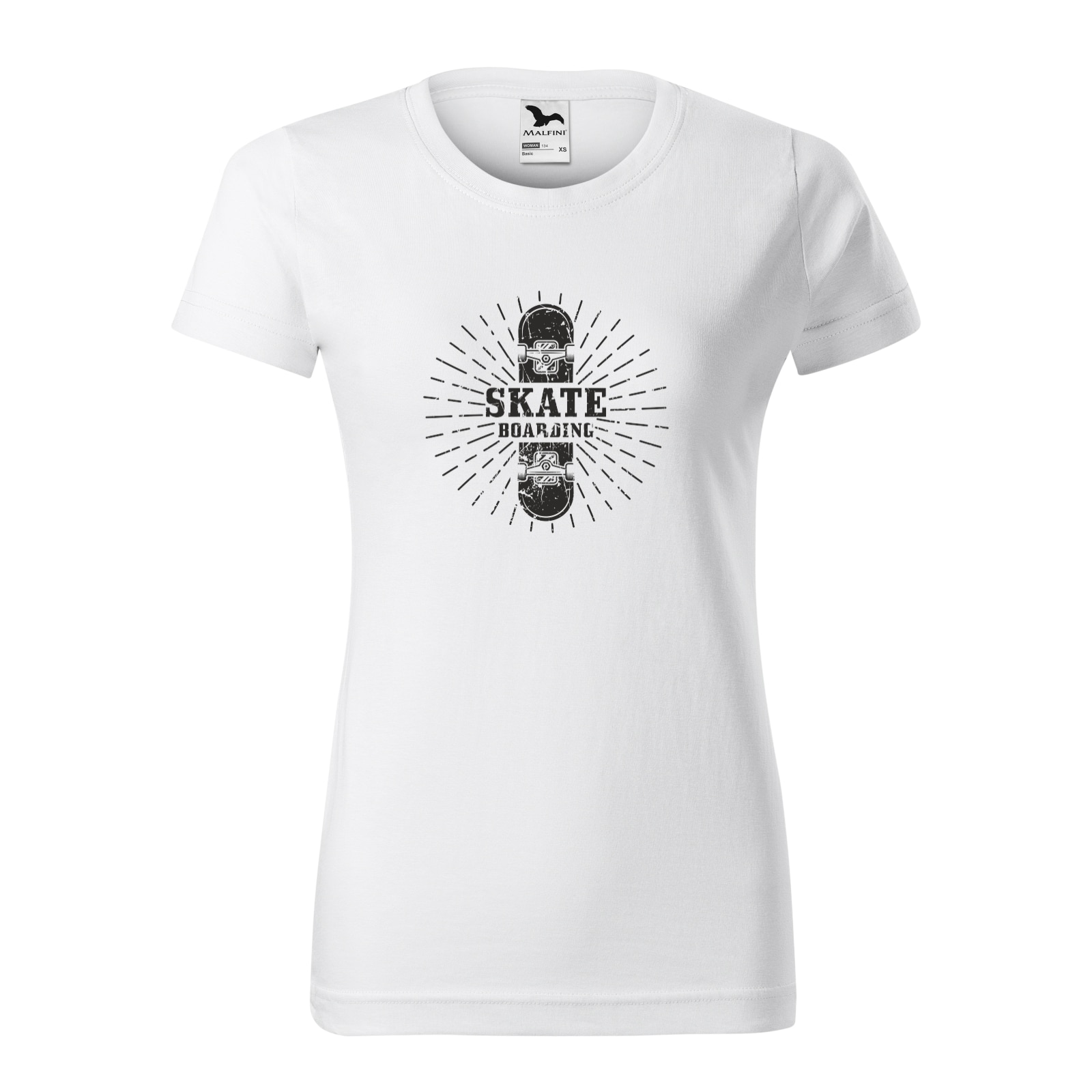 Tricou clasic, la baza gatului, alb, pentru dama, idee de cadou pentru pasionatii de skateboard, Skateboarding Star, marime L