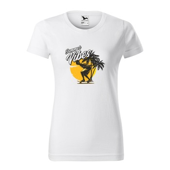 Tricou clasic, la baza gatului, alb, pentru dama, idee de cadou pentru pasionatii de skateboard, Summer Vibes, marime XL