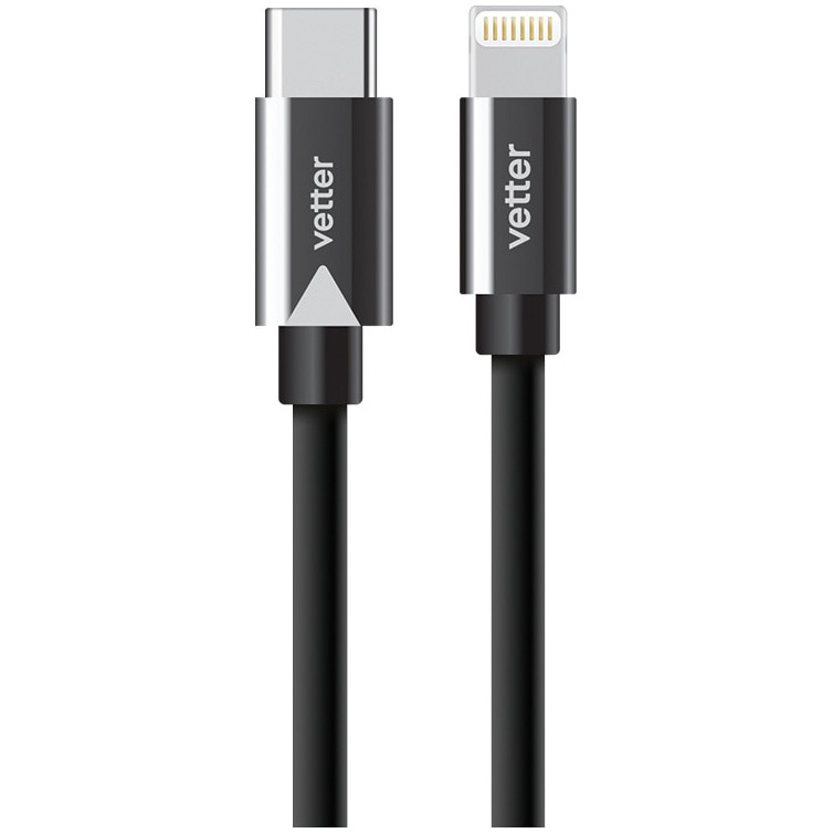 Cablu Vetter Type-C Cable to Lightning with PD Quick Charge, MFI, Negru
