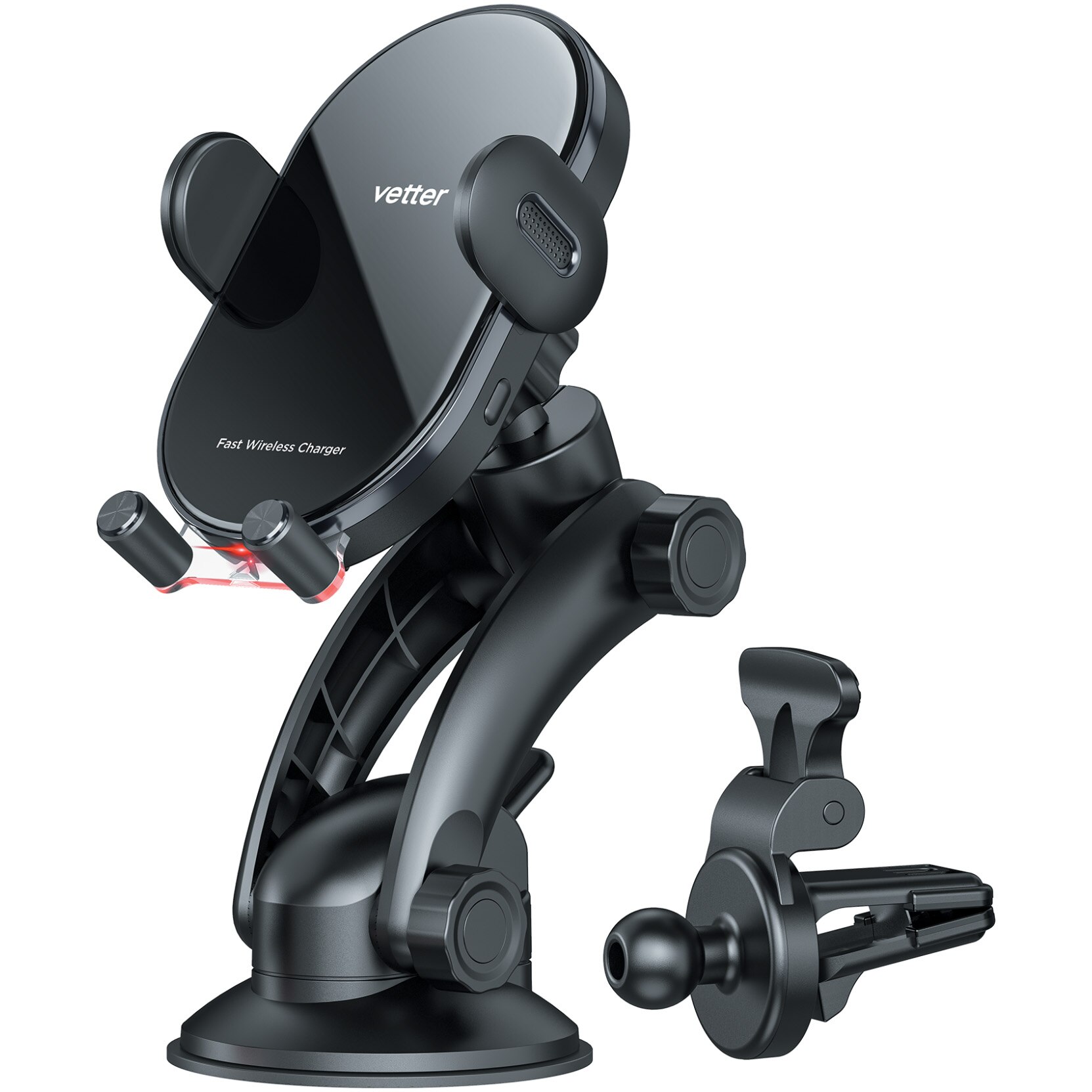 Incarcator auto wireless Vetter WiDrive, 15W Qi Fast Charging, with Motorized Locking System, Black