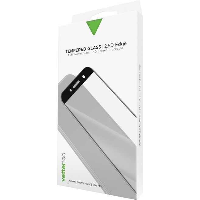 Folie Protectie Ecran Xiaomi Redmi Note 9 Pro Max, Full Frame and Glue Tempered Glass Vetter GO, Negru