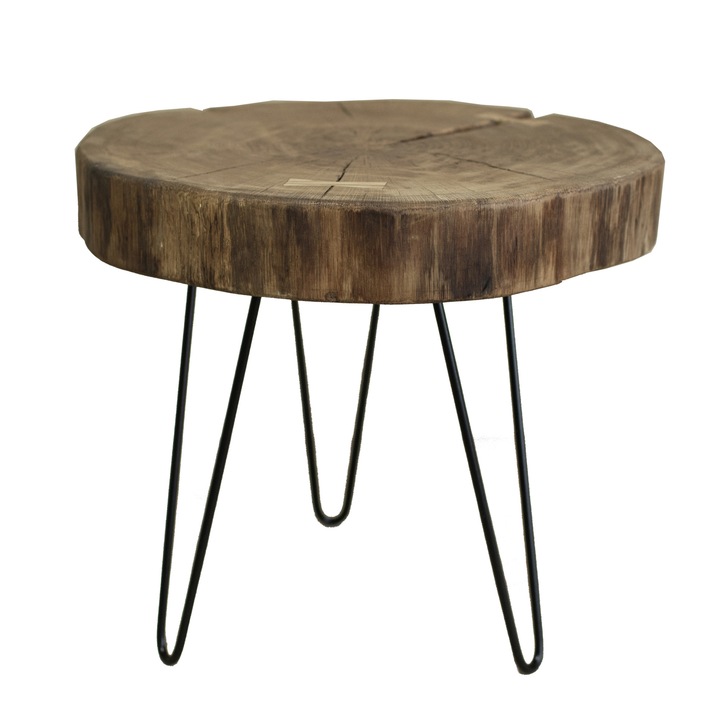 Masuta cafea, lemn masiv stejar, TribeOfWood, 45cm diametru