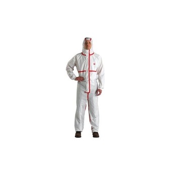 Combinezon de protectie, textil, alb/rosu, S, 3M 4565 Combinezon de protectie, textil, alb/rosu, S, 3M 4565