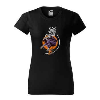 Tricou clasic, la baza gatului, negru, pentru dama, idee de cadou pentru pasionatii de skateboard, Need More Space, marime L