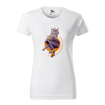 Tricou clasic, la baza gatului, alb, pentru dama, idee de cadou pentru pasionatii de skateboard, Need More Space, marime XL