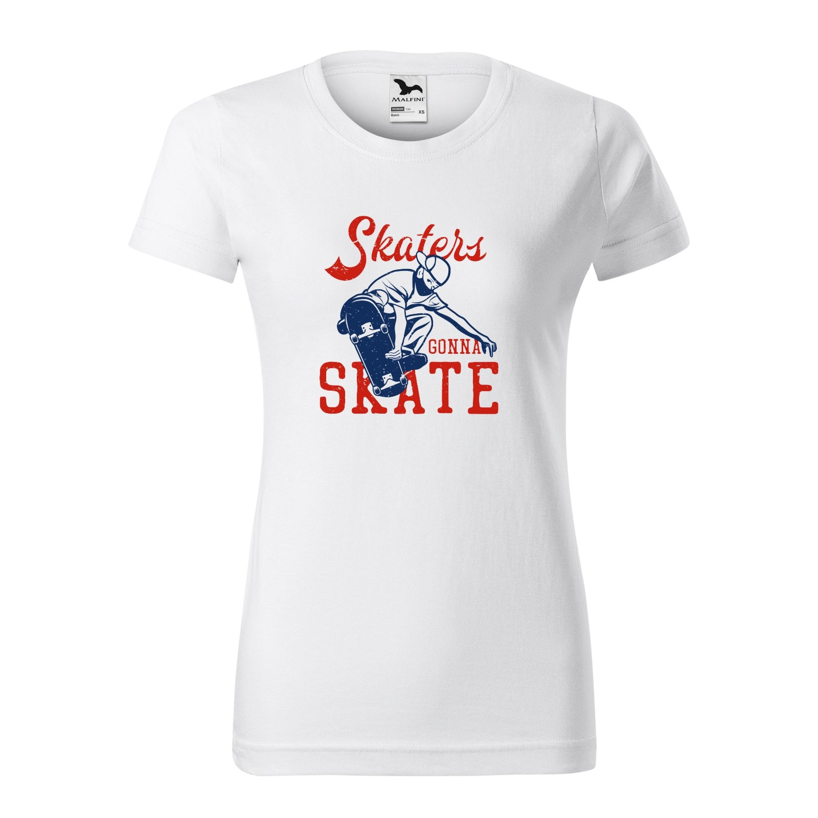 Tricou clasic, la baza gatului, alb, pentru dama, idee de cadou pentru pasionatii de skateboard, Skaters Gonna Skate With Mask, marime S