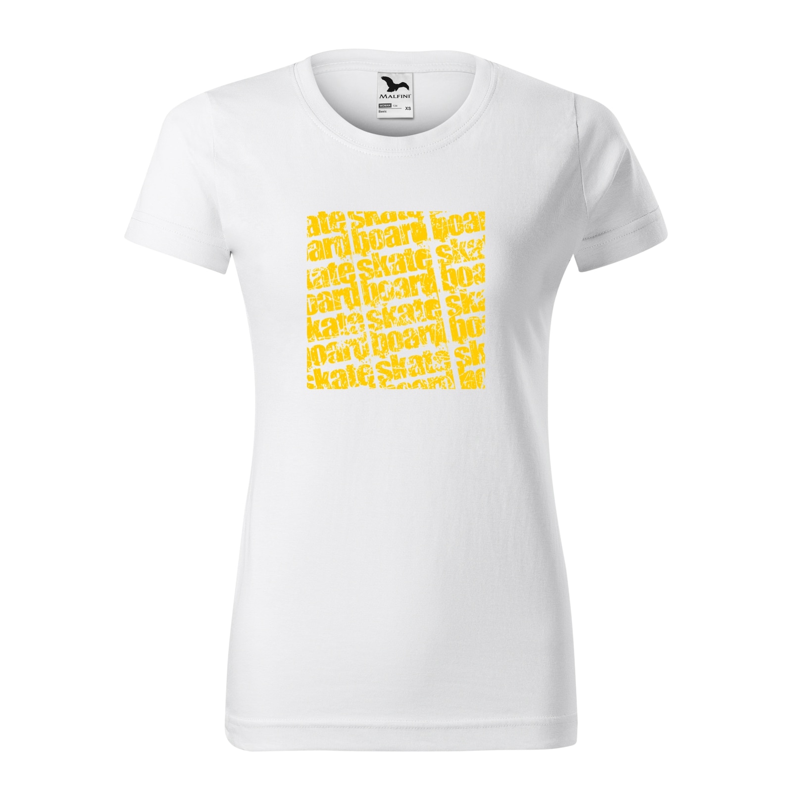 Tricou clasic, la baza gatului, alb, pentru dama, idee de cadou pentru pasionatii de skateboard, Skate Square, marime M