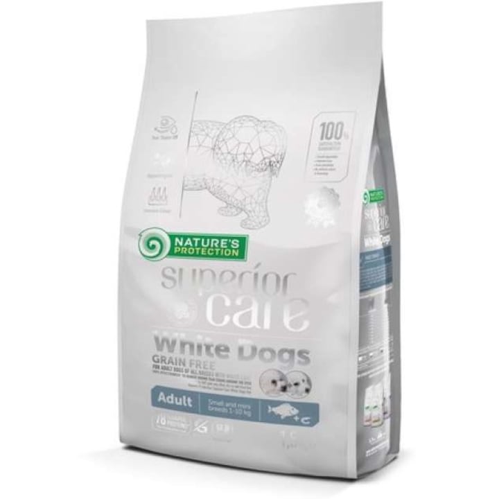 Nature's Protection Superior Care White Dogs cu peste alb caini adulti de talie mica si mini 10 kg