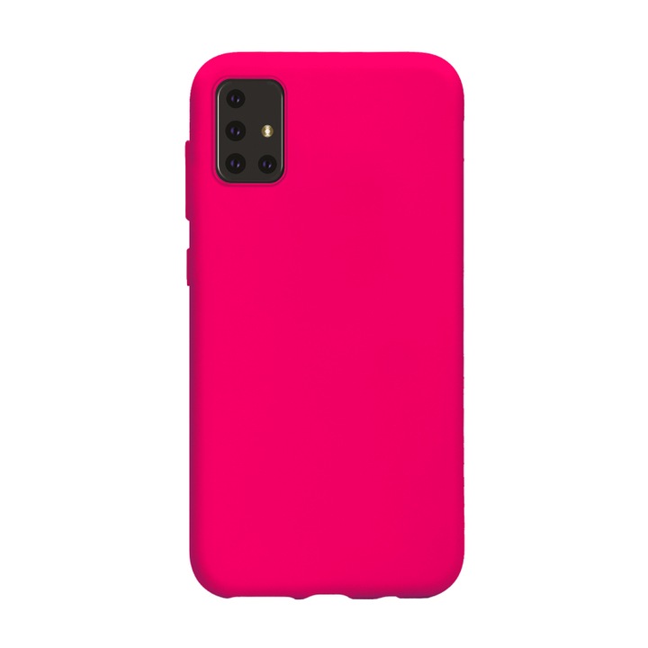 Husa din silicon mat, interior de catifea, compatibila cu Samsung Galaxy A51, neon pink