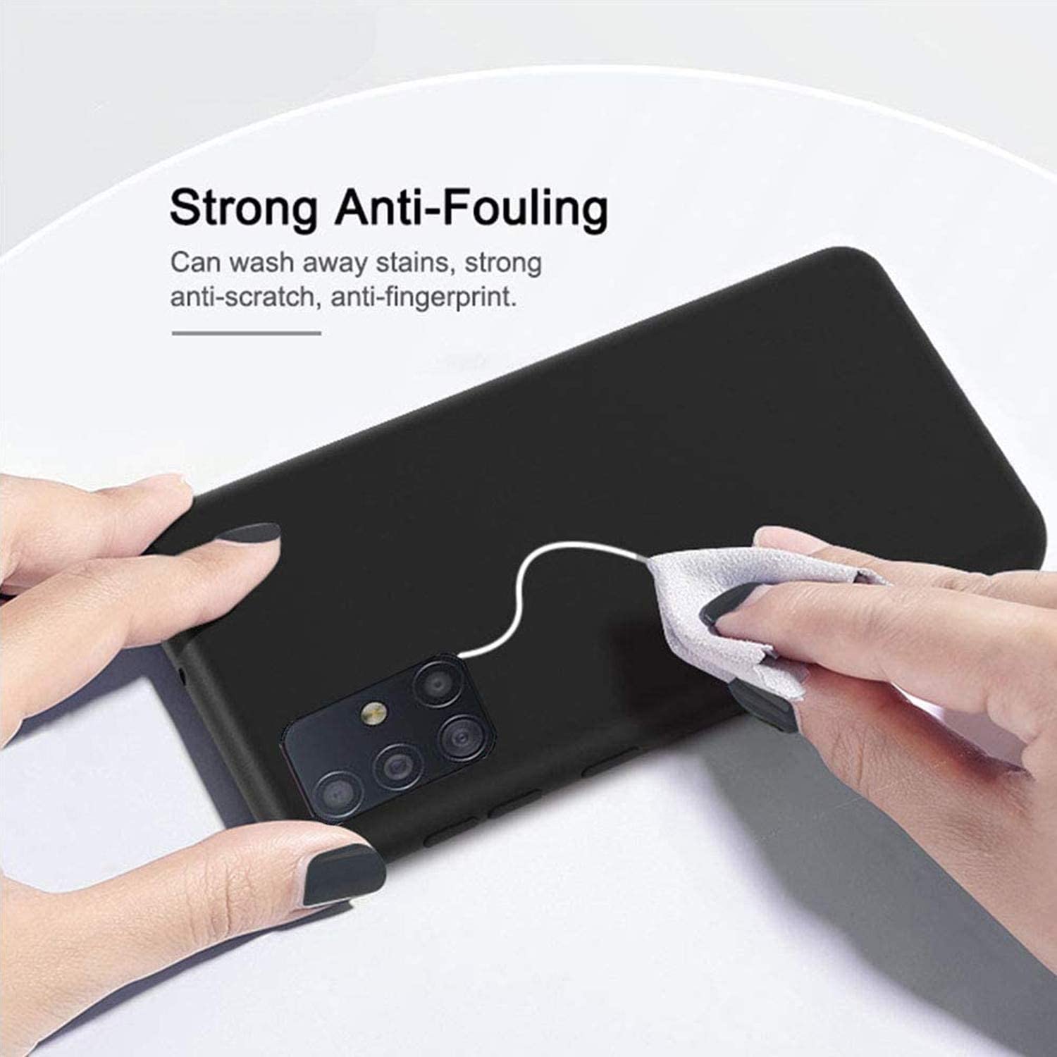 Husa din silicon mat, interior de catifea, compatibila cu Samsung Galaxy A51, pure black