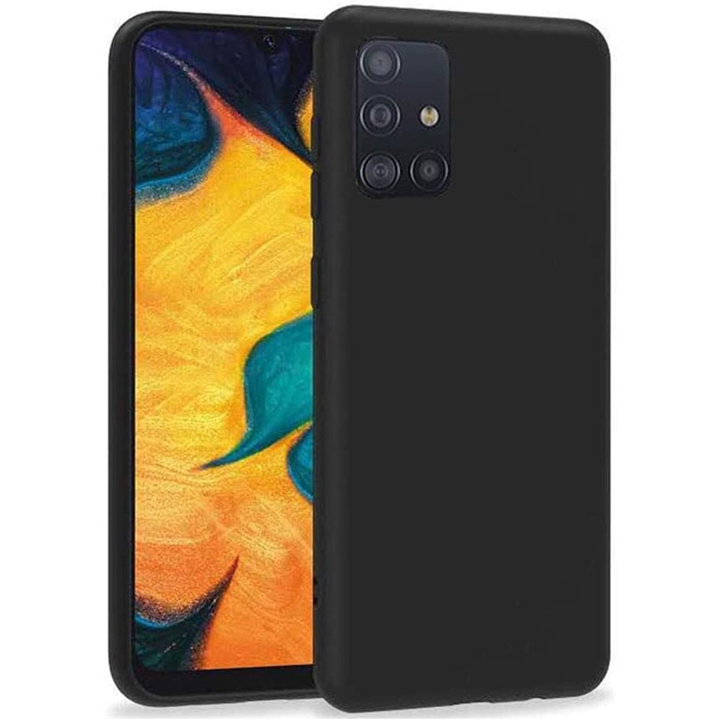 Husa din silicon mat, interior de catifea, compatibila cu Samsung Galaxy A51, pure black