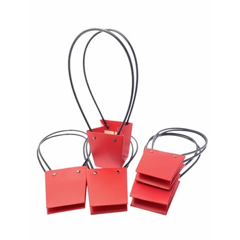 Set 5 pungi Atelier trapez, maner, carton dur, Rosu, 10x7cm Set 5 pungi Atelier trapez, maner, carton dur, Rosu, 10x7cm