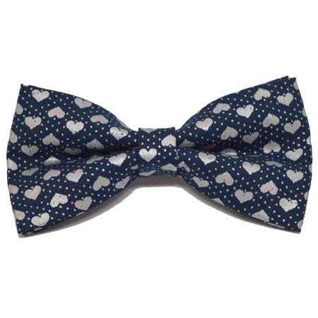 Papion bleumarin cu inimioare „Silver Hearts”
