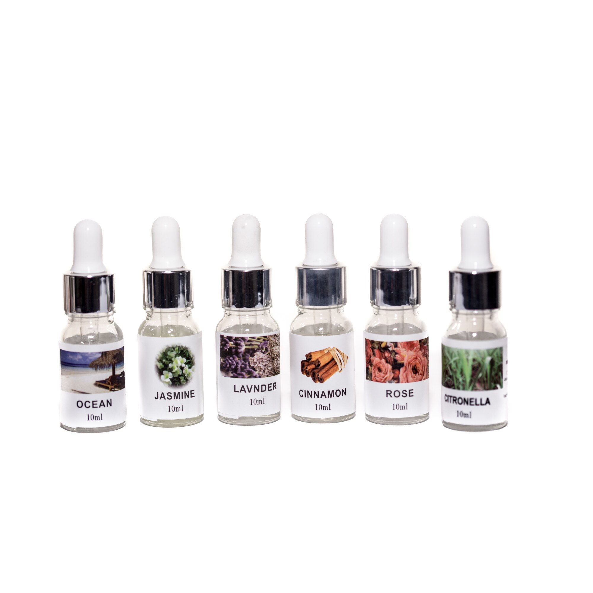 Set Uleiuri Aromatice cu Efect Relaxant, Love in Life Fragrance Oil, Aroma Trandafir, Iasomie, Lavanda, Citrice, Scortisoara si Ocean, 6x10ml, cu pipeta
