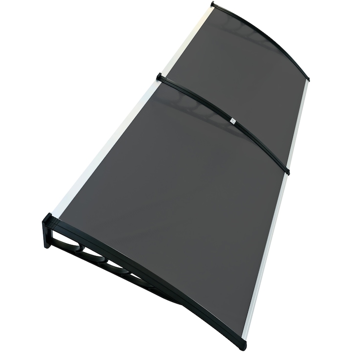 Copertina policarbonat, gri, brate sustinere negre, 240x90 cm