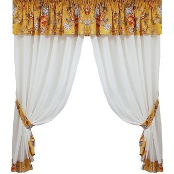 Perdea Decorint confectionata (PB.544), Ivoiry (unt), decor floral, 300 x 150 Perdea Decorint confectionata (PB.544), Ivoiry (unt), decor floral, 300 x 150