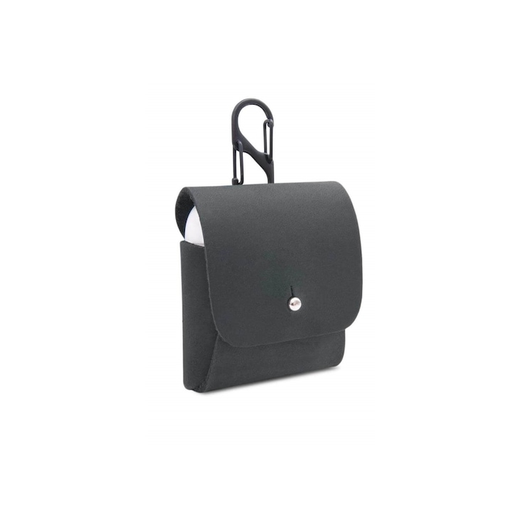 Husa de protectie, THEWO, Malu, pentru AirPods 1&2, Piele, Negru-Antic