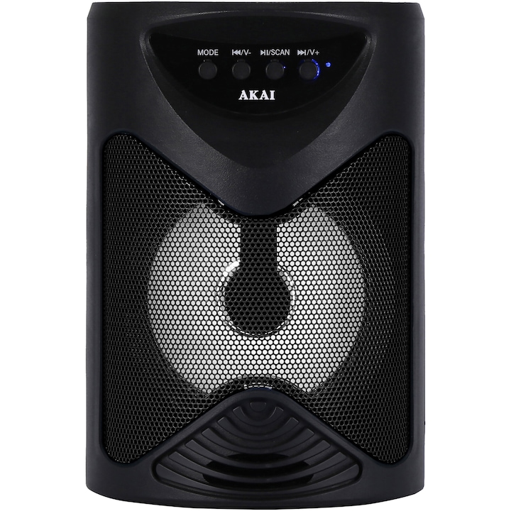 AKAI ABTS-704 Aktív hordozható hangszóró, Bluetooth 4.2, FM rádió, Fekete