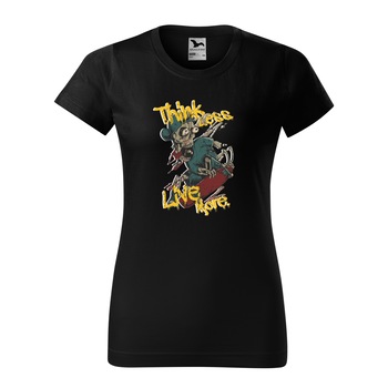 Tricou clasic, la baza gatului, negru, pentru dama, idee de cadou pentru pasionatii de skateboard, Breaking Bones, marime S Tricou clasic, la baza gatului, negru, pentru dama, idee de cadou pentru pasionatii de skateboard, Breaking Bones, marime S
