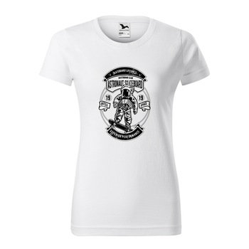 Tricou clasic, la baza gatului, alb, pentru dama, idee de cadou pentru pasionatii de skateboard, Astronaut Skateboard Outer Space, marime XL