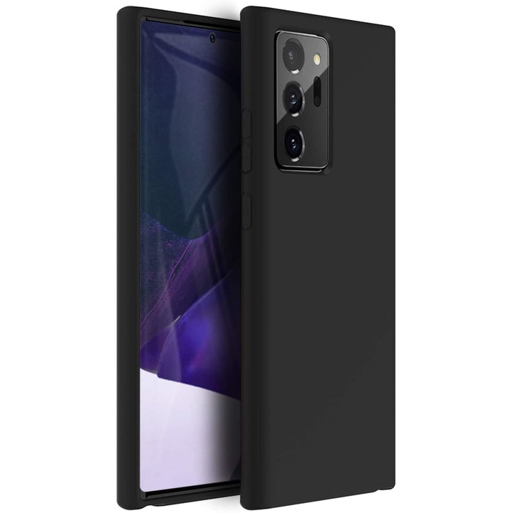 Защитен калъф PlanetPhone, Съвместим със Samsung Galaxy Note 20 Ultra, Ултра тънък, Силикон, Защита на камерата, Черен