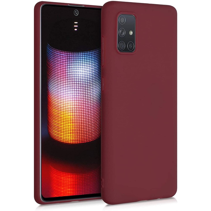 Husa din silicon mat, interior de catifea, compatibila cu Samsung Galaxy A51, wine red