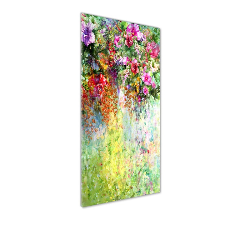 Tablou pe sticla, Tulup, Imagine imprimata sticla, flori colorate, 50x125 cm